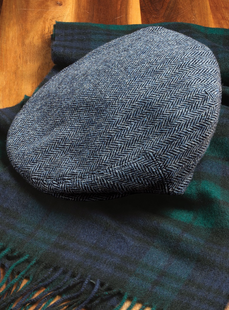 Wool Navy and Sky Herringbone Cap