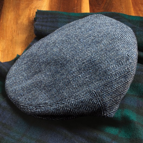 Wool Navy and Sky Herringbone Cap