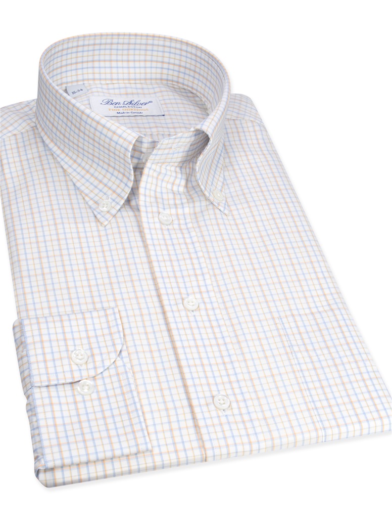 White with Yellow and Blue Plaid Buttondown