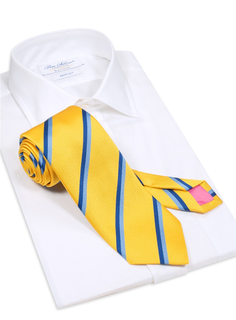 Silk Double Stripe Tie in Sun