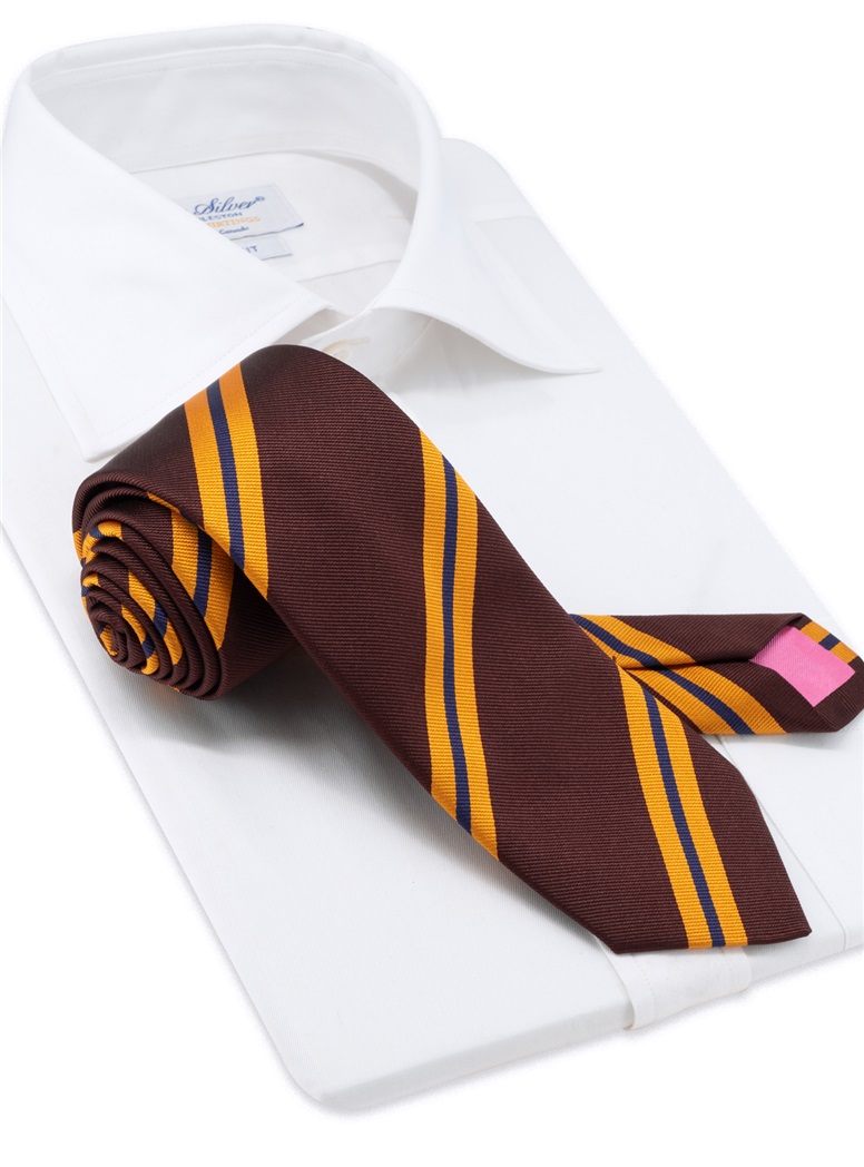 Silk Striped Tie in Mahogany