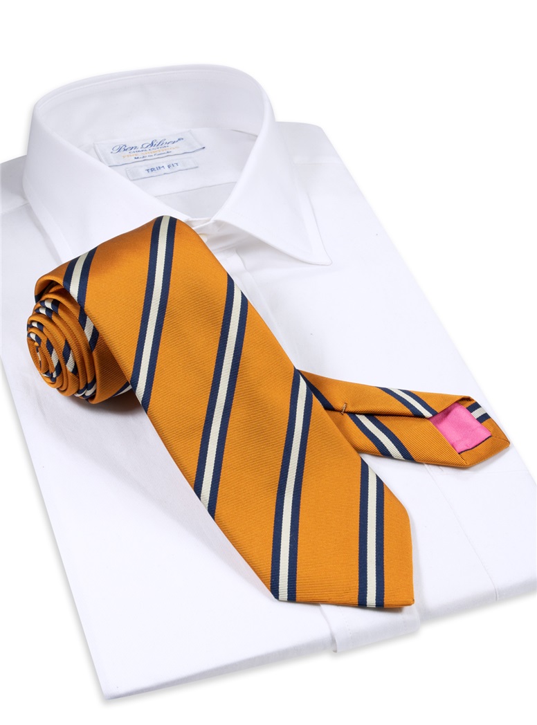 Silk Striped Tie in Marigold