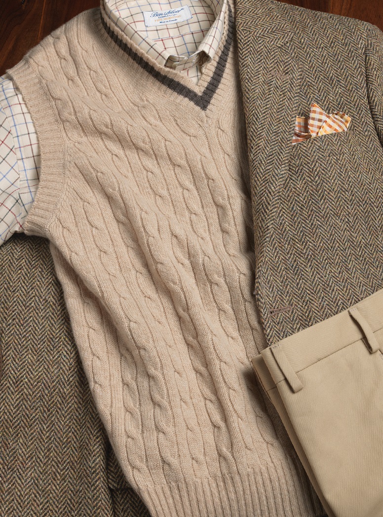 Cashmere Cable Knit V-neck Sweater Vest