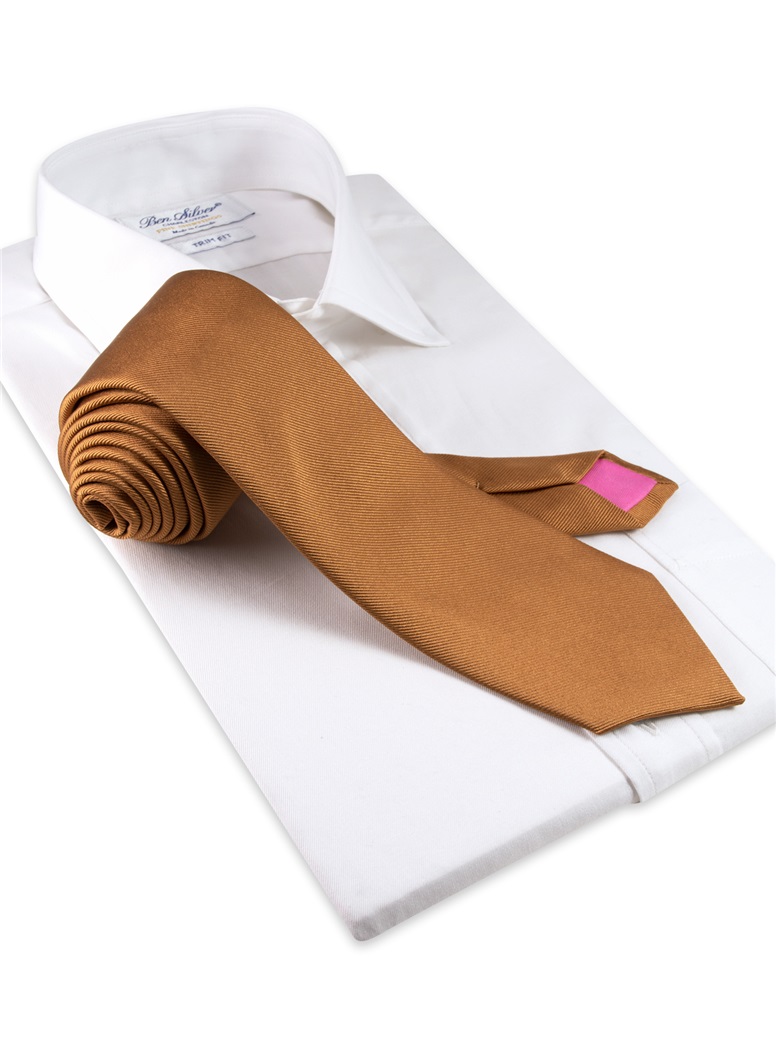 Silk Solid Signature Tie in Bronze