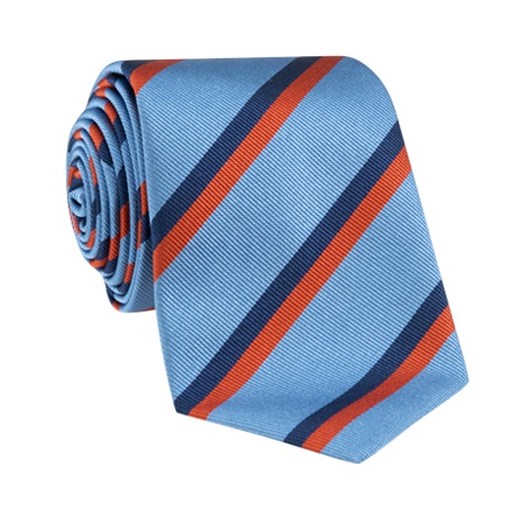 Silk Double Stripe Tie in Sky
