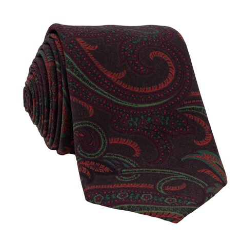 Wool Large Printed Tie in Brown