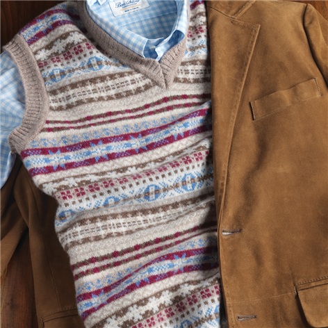 Fairisle Sweater Vest in Fawn