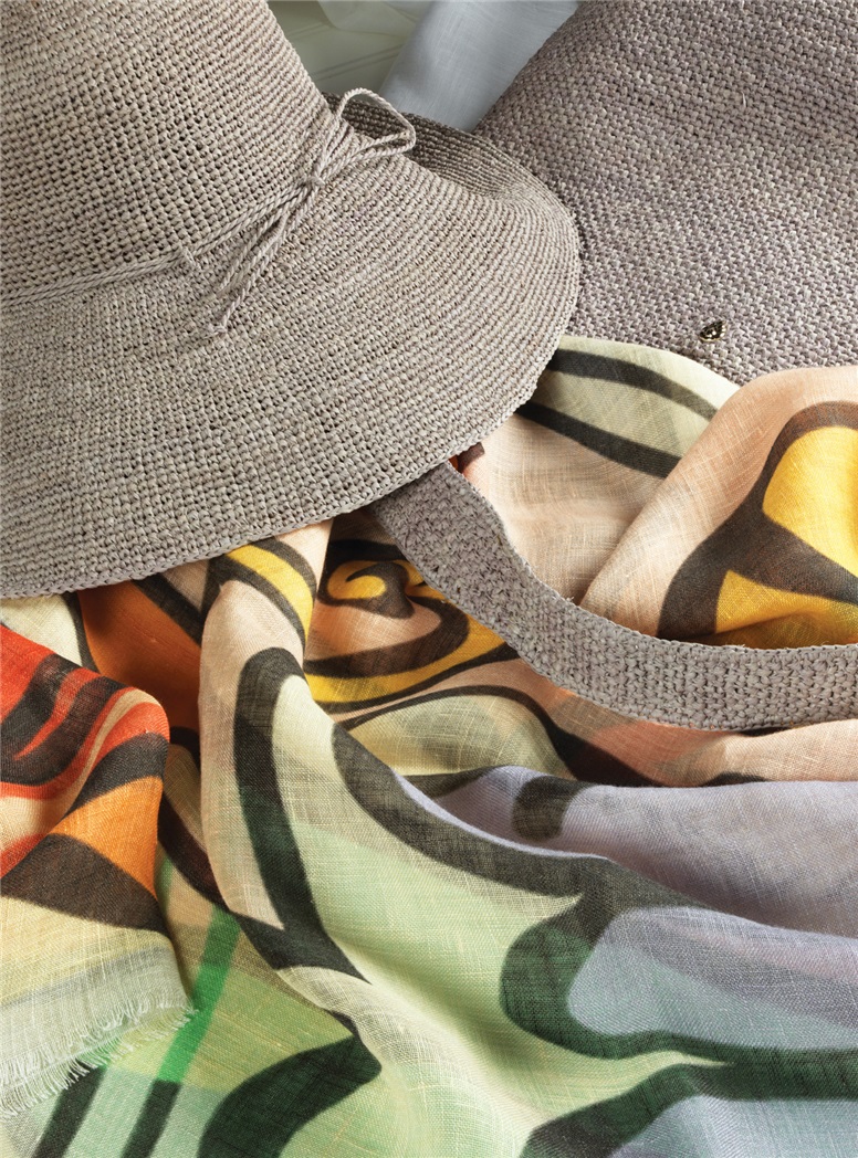 Linen Geometric Scarf in Sun