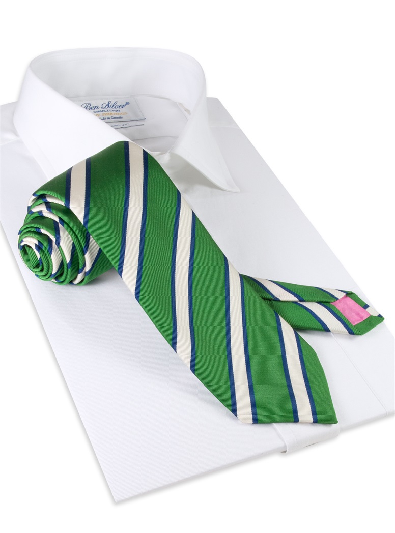 Mogador Silk Stripe Tie in Kelly