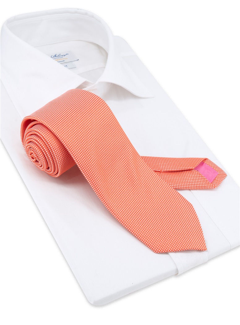 Silk Basketweave Tie in Orange