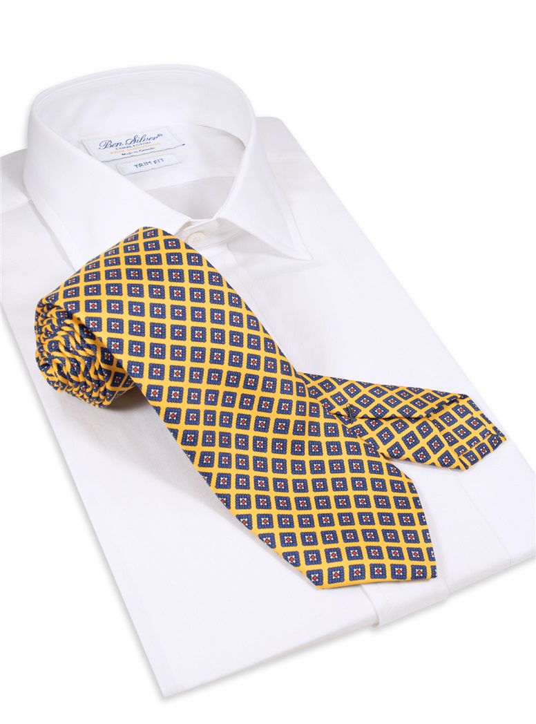 Silk Diamond Printed Tie in Sun