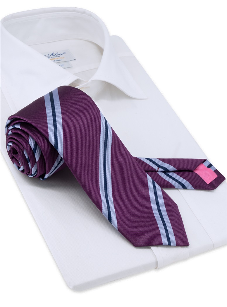 Silk Striped Tie in Royal, Purple and Sky
