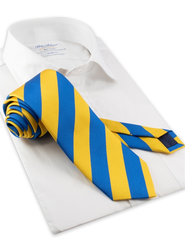 Cobalt and Sunshine Block Striped Tie