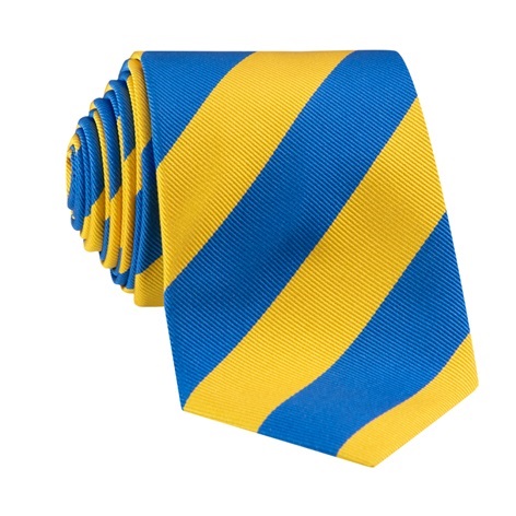 Cobalt and Sunshine Block Striped Tie