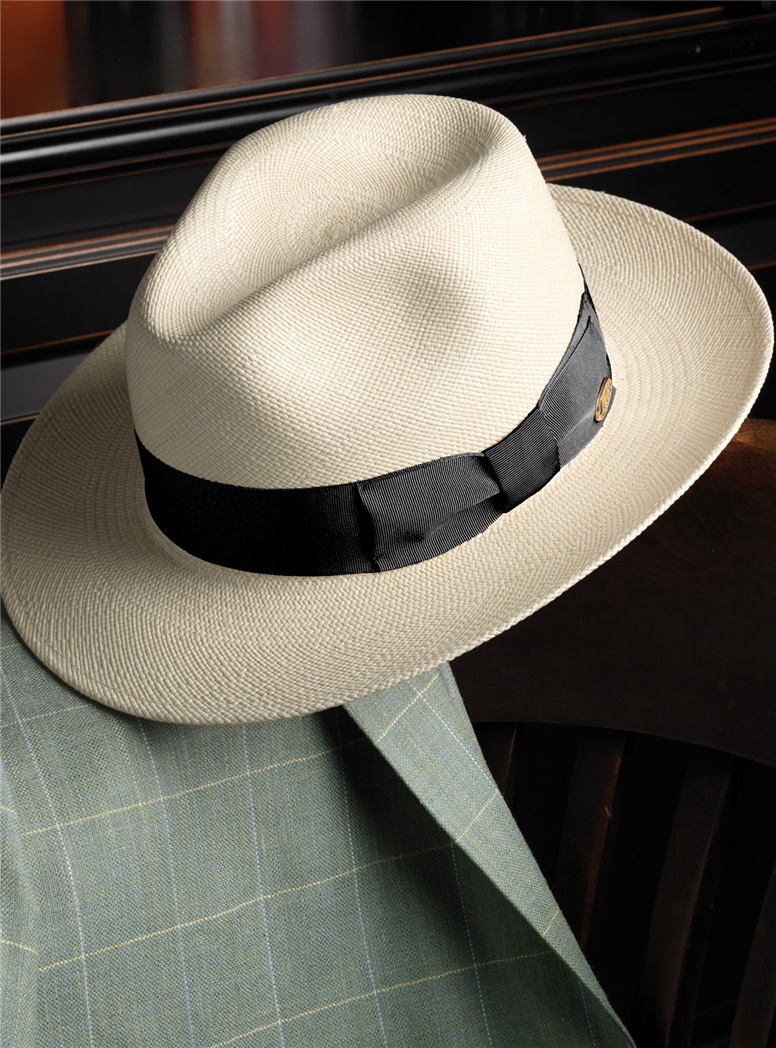 Panama Hat with Black Ribbon Band