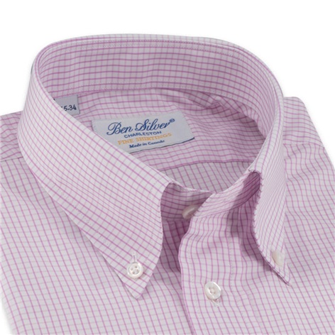 Pink and White Graph Check Button Down