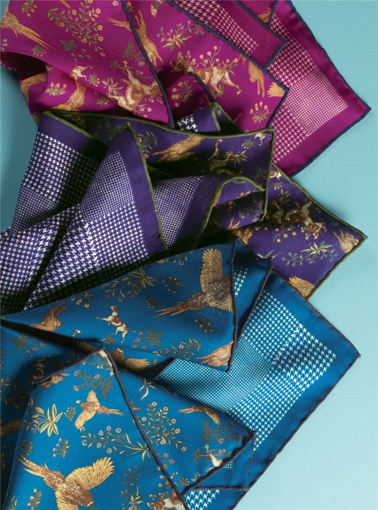 Silk Hunting Print Reversible Pocket Squares