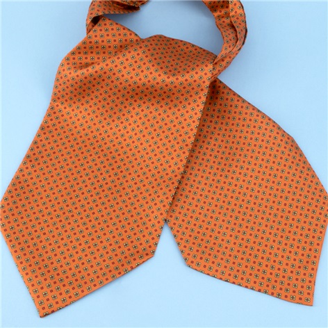 Silk Printed Neat Ascot in Pumpkin