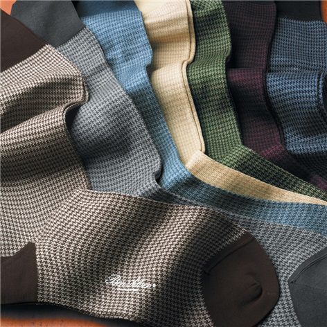 Houndstooth Dress Socks in Cotton