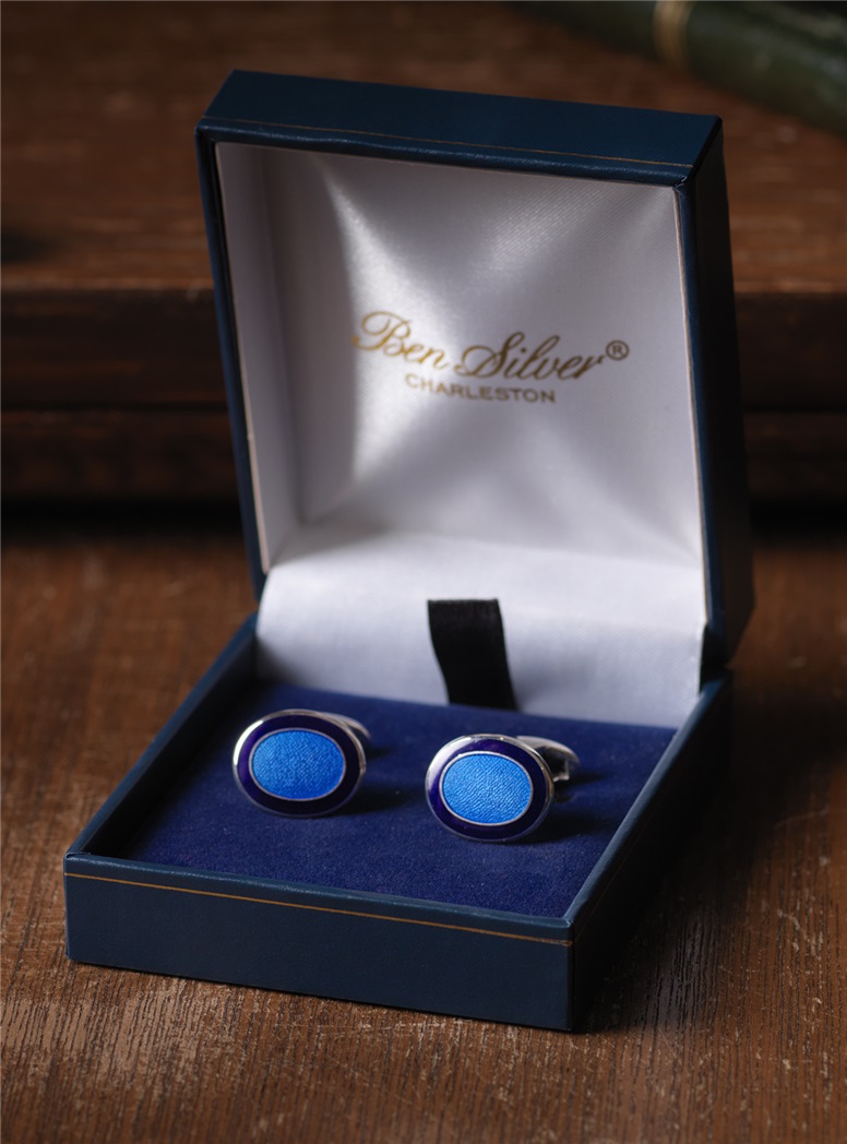 Oval Cufflinks in Cobalt and Navy