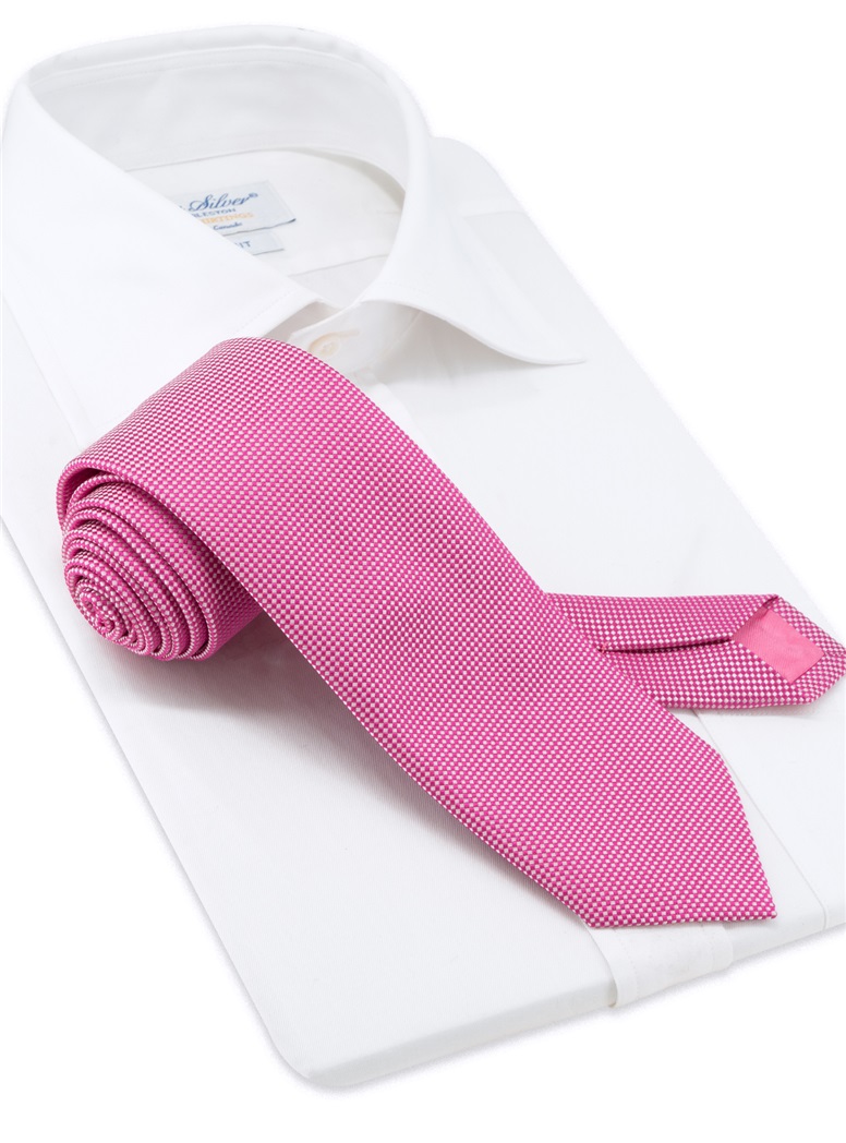 Silk Basketweave Tie in Pink