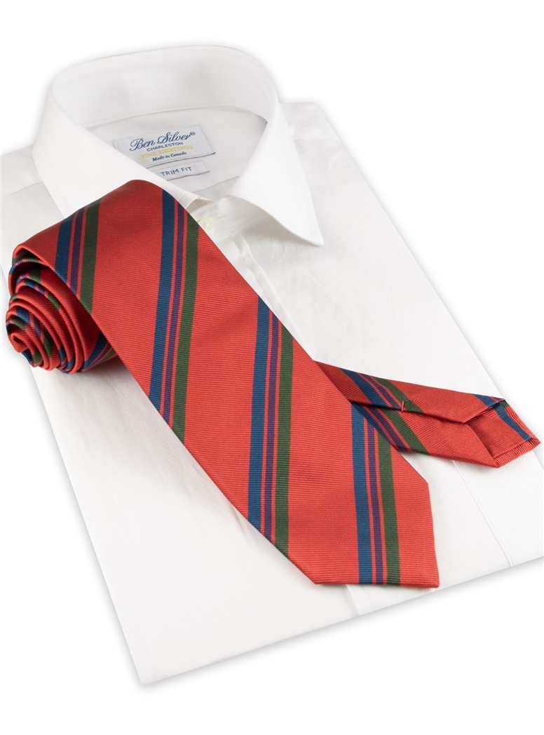 Silk Triple Striped Tie in Tangerine