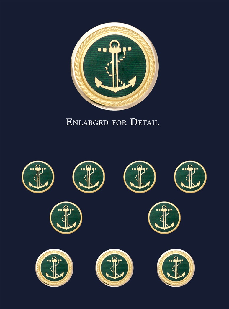 Anchor Blazer Buttons in Green Enamel