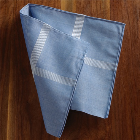 Blue Corner Check Cotton Pocket Square