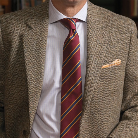 Harris Tweed Sport Coat in Sepia and Cream Herringbone