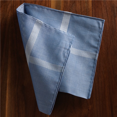 Blue Corner Check Cotton Pocket Square