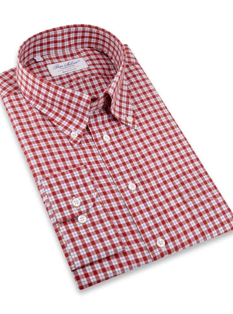 Red and White Check Button Down