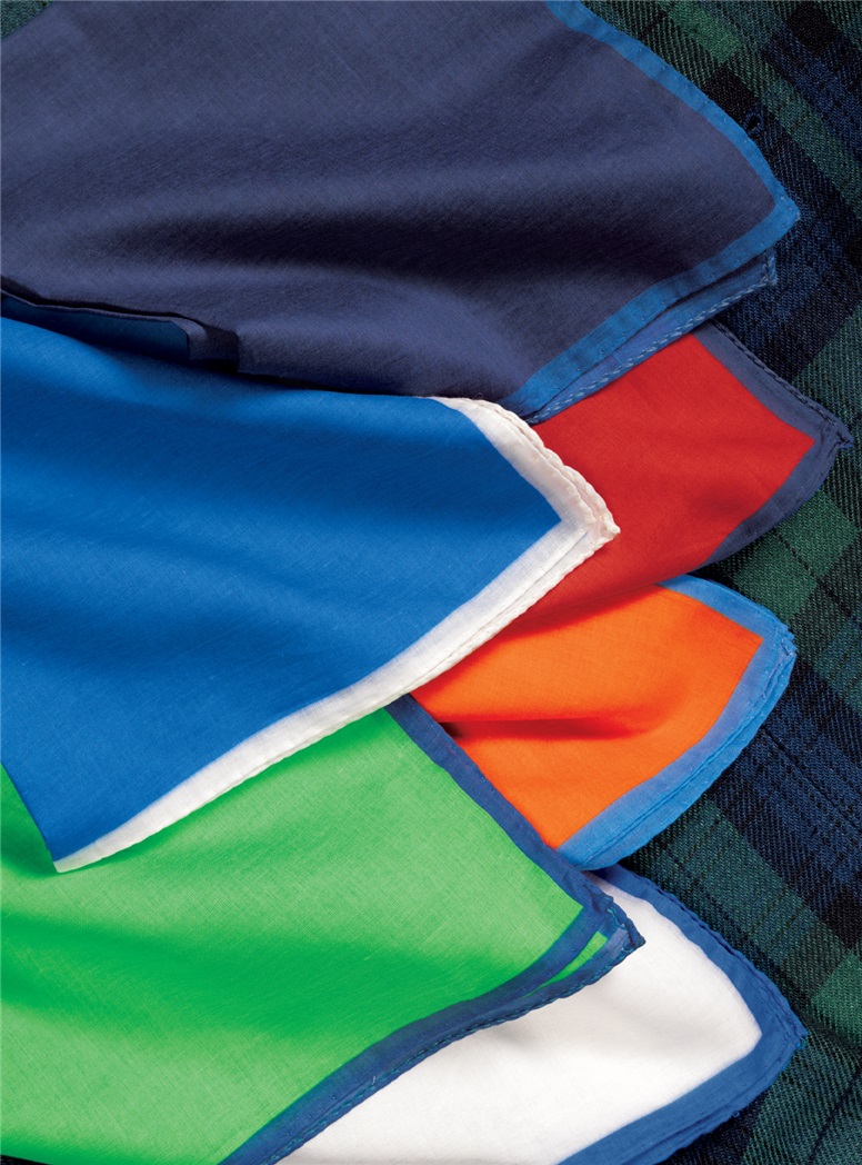 Cotton Pocket Squares with Contrasting Borders