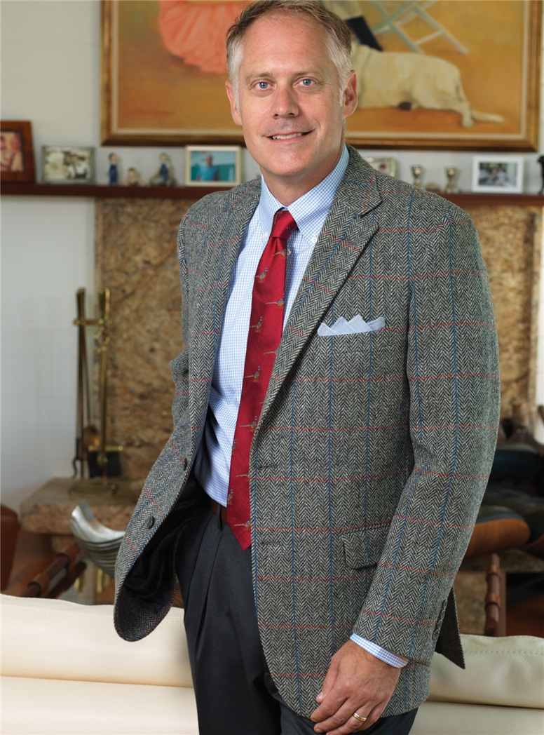 Grey Herringbone Tweed Sport Coat with Windowpanes