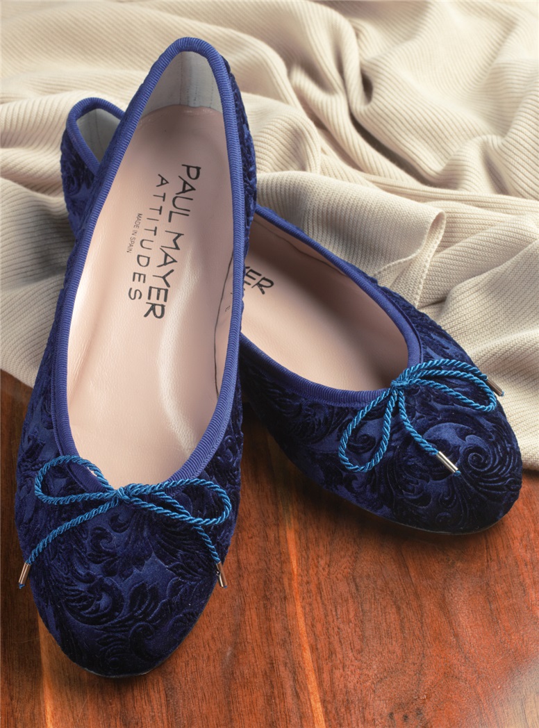 Ladies Velvet Flats in Royal Blue