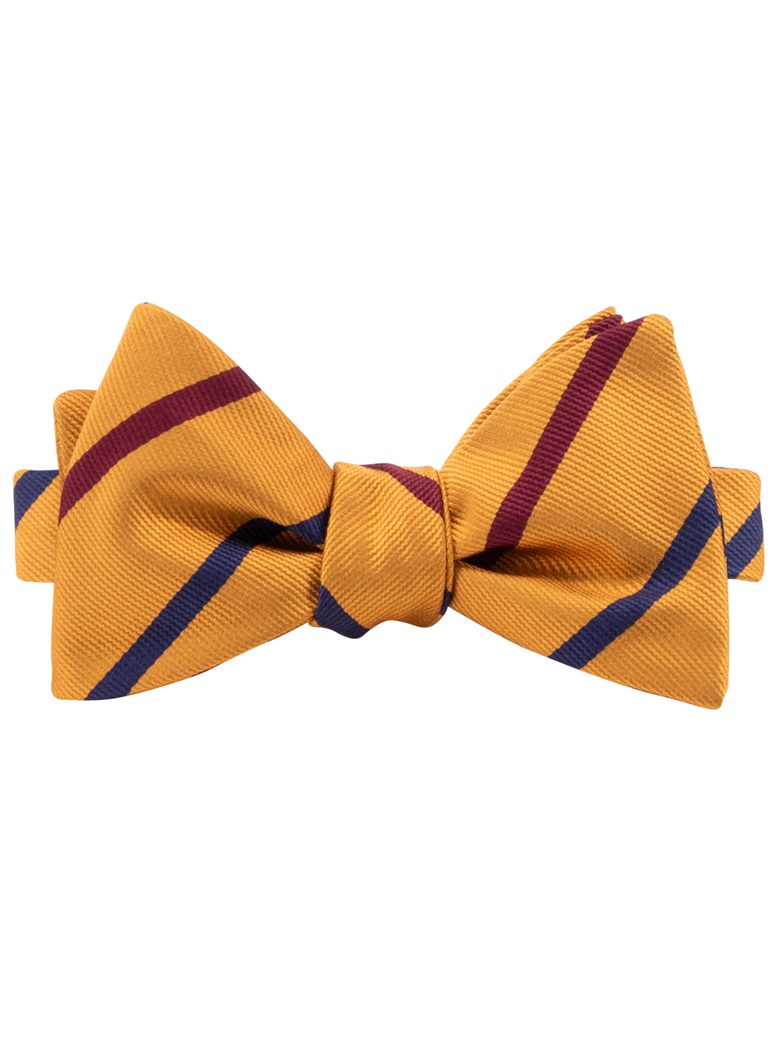 Silk Bar Striped Bow Tie in Gold