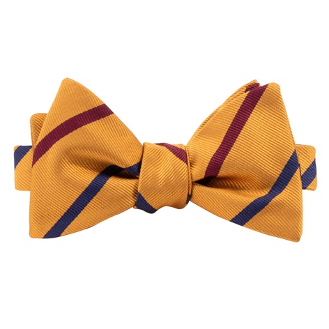 Silk Bar Striped Bow Tie in Gold