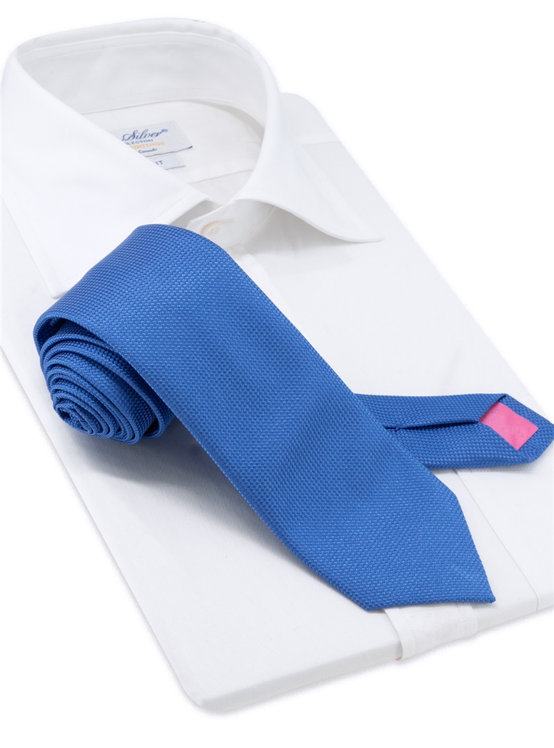 Silk Basketweave Tie in Bright Blue