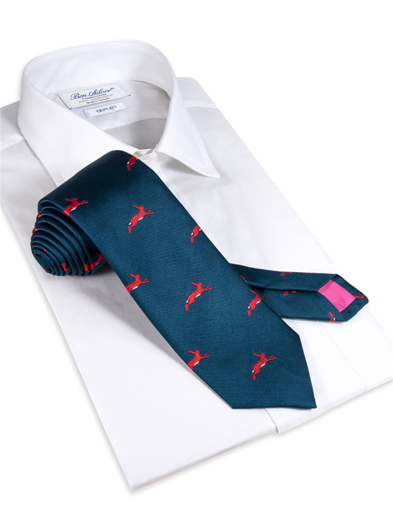 Jacquard Woven Hare Motif Tie in Atlantic