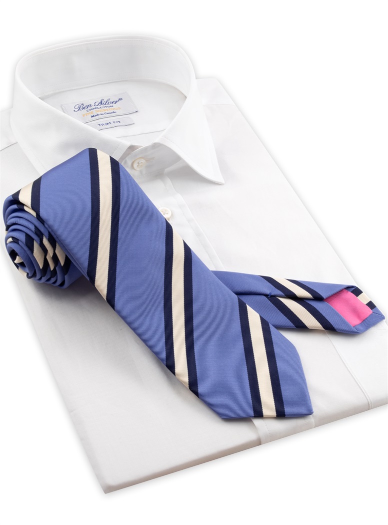 Mogador Silk Stripe Tie in Cornflower