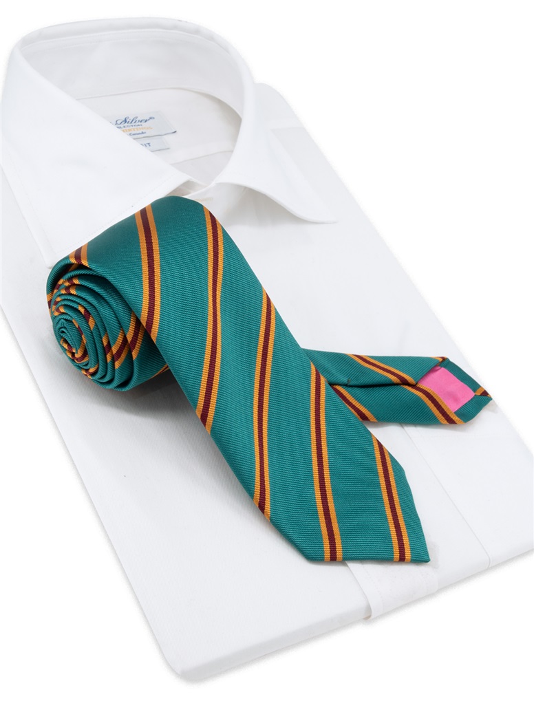 Silk Striped Tie in Teal