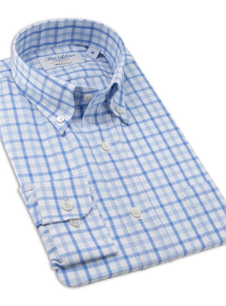 Sky and Cobalt Large Check Button Down