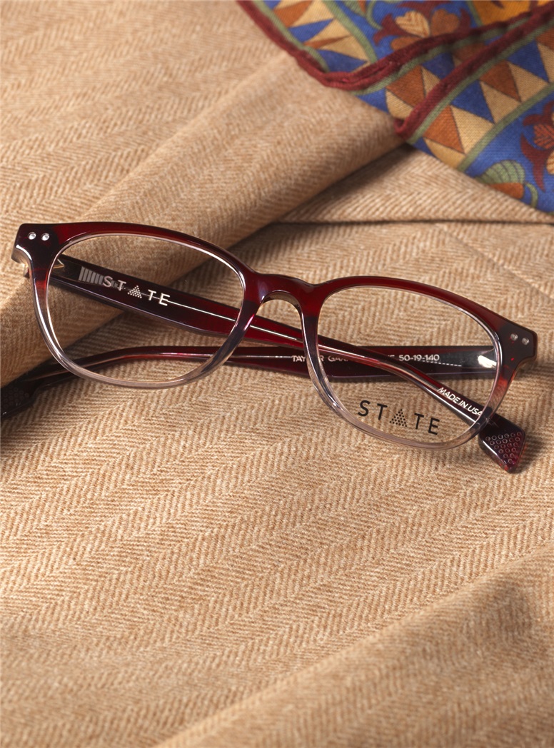 Taylor Rounded Brow Semi-Square Frame in Garnet