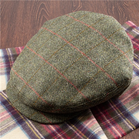 Wool Olive Windowpane Cap