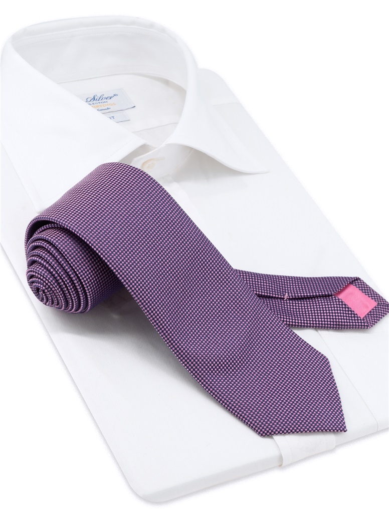 Silk Basketweave Tie in Lilac