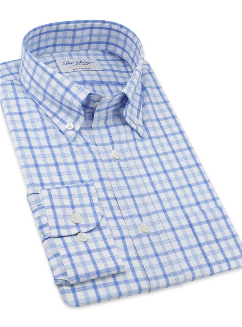 Sky and Blue Check Button Down