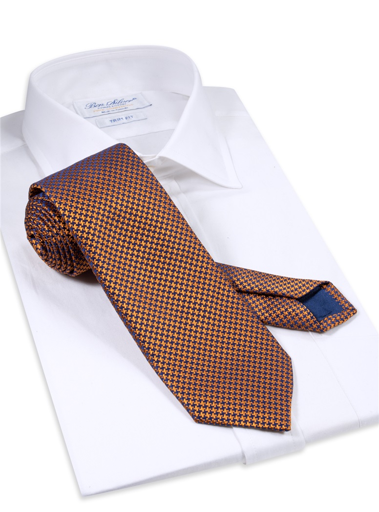 Silk Basketweave Tie in Amber and Violet