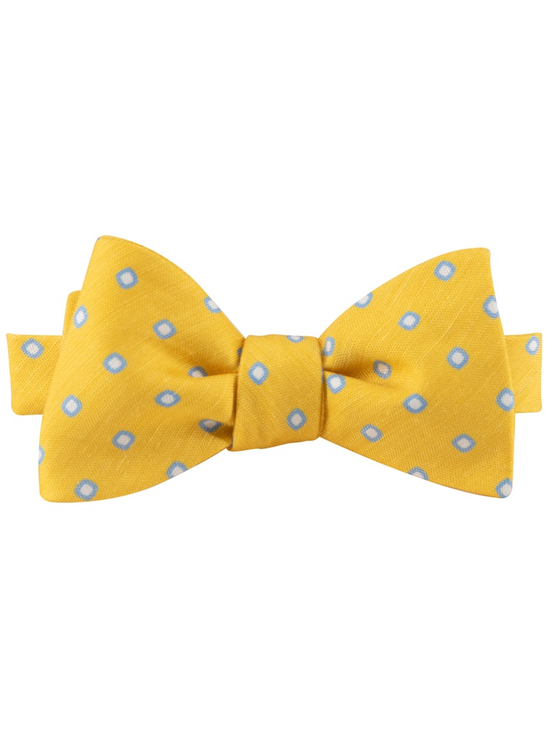 Silk and Linen Dot Bow Tie in Sun
