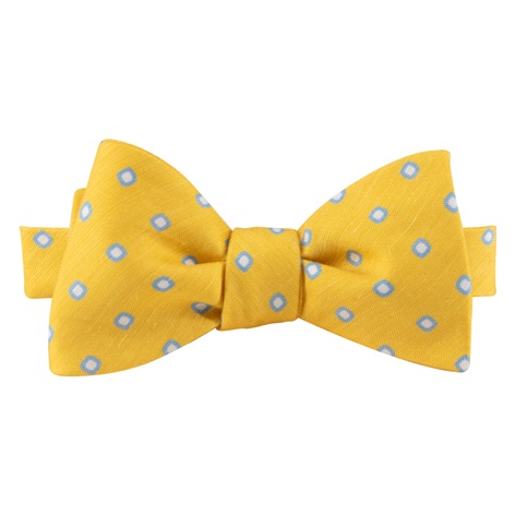 Silk and Linen Dot Bow Tie in Sun