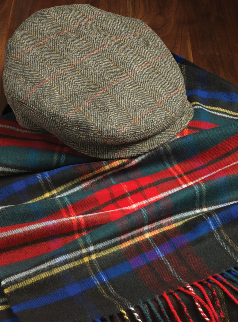 Wool Olive Windowpane Cap