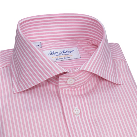 Cotton and Linen Pink and White Stripe Cutaway